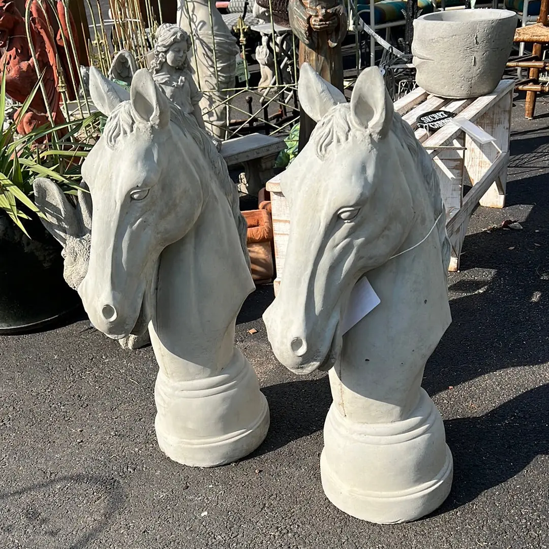 Pair Of Concrete Horse Heads 1
