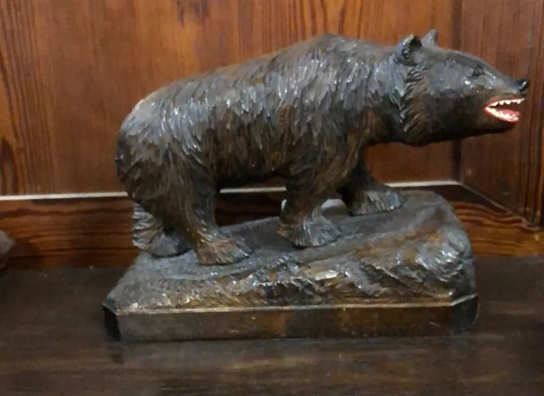 Carved Black Forest Bear On Platform 1