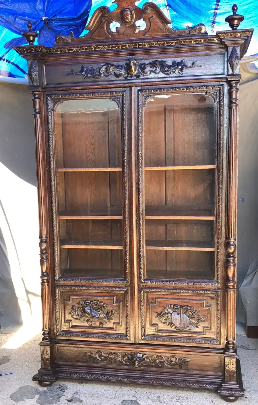 Louis Xiii Style Barley Twist Oak Bookcase 1