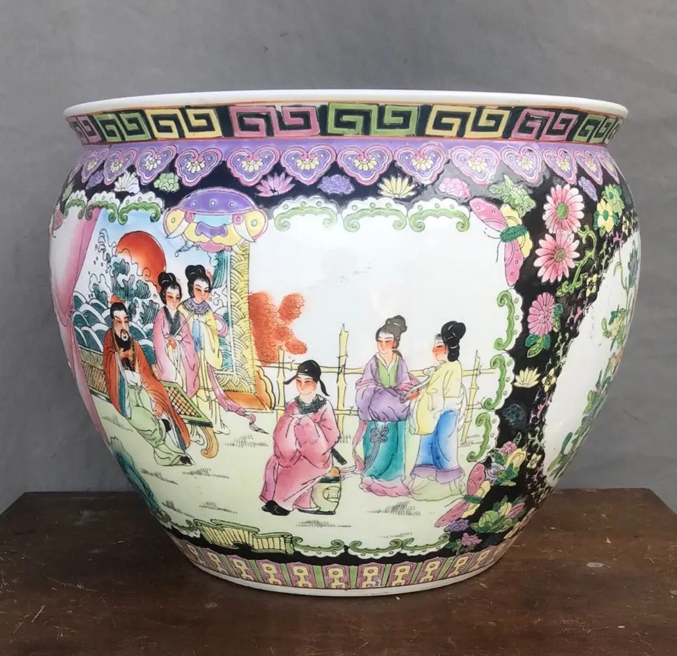 Large Chinese Planter With People - No Stand 1