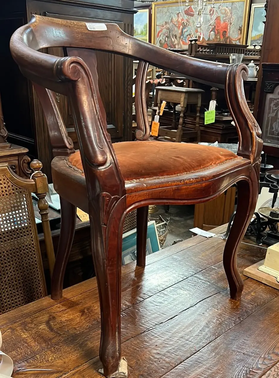 Barrel Back Mahogany 19Th C. Desk Chair 1