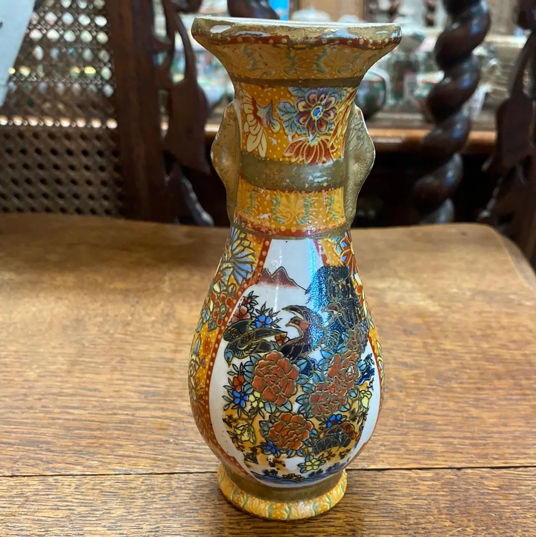 Tiny Flared Mouth Vase With Birds And Flowers 1