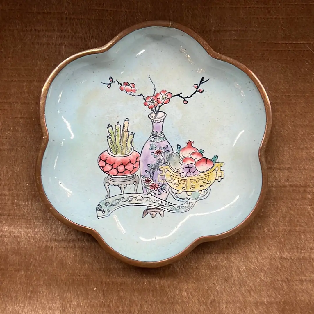 Mini Blue Flower Shaped Dish With Vase Planter And Fruit 1