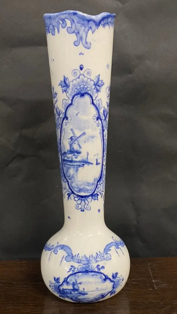 Delft Flared Vase With Bulbous Base 1