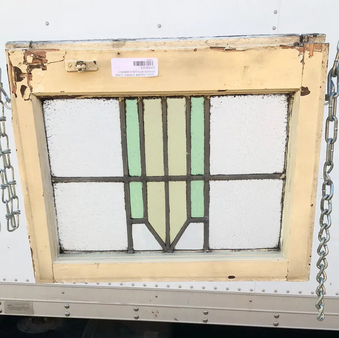 Small Square Stained Glass Window With Gold Arrow 1