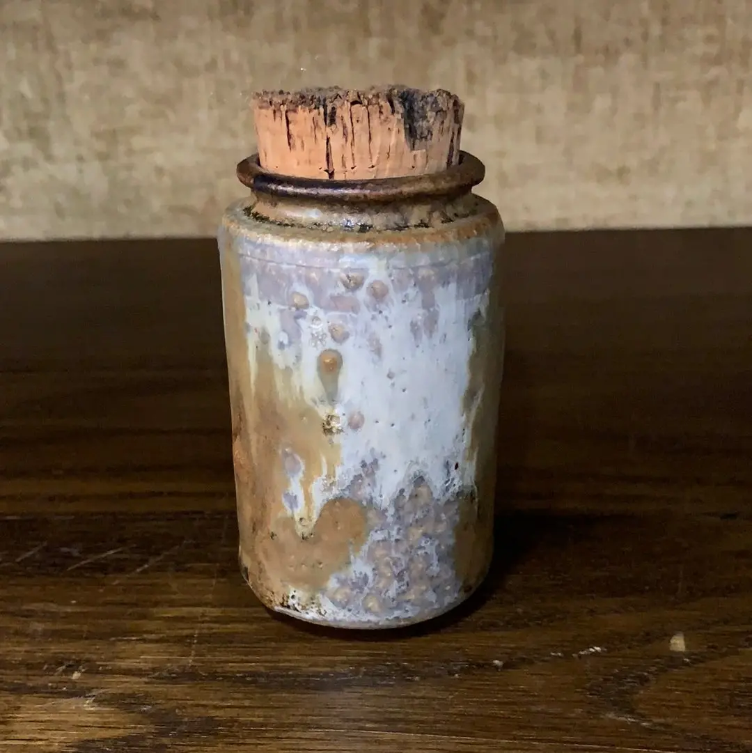 Small Studio Pottery Vessel With As Is Cork 1