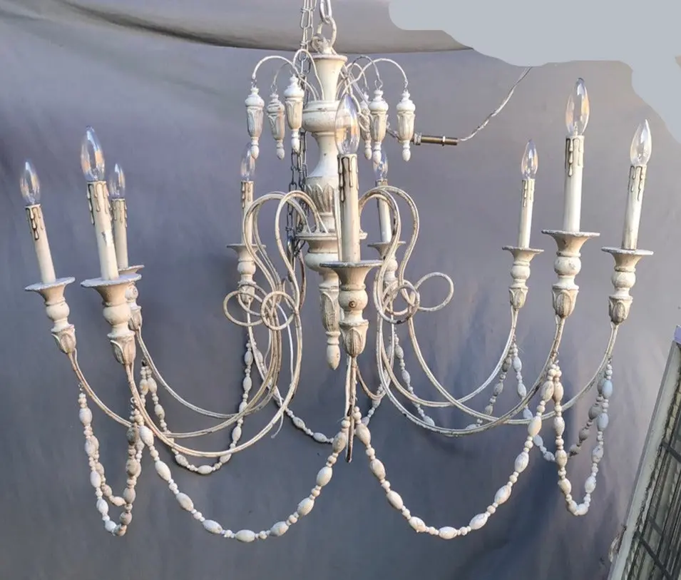 Large Painted 9 Light Chandelier 1