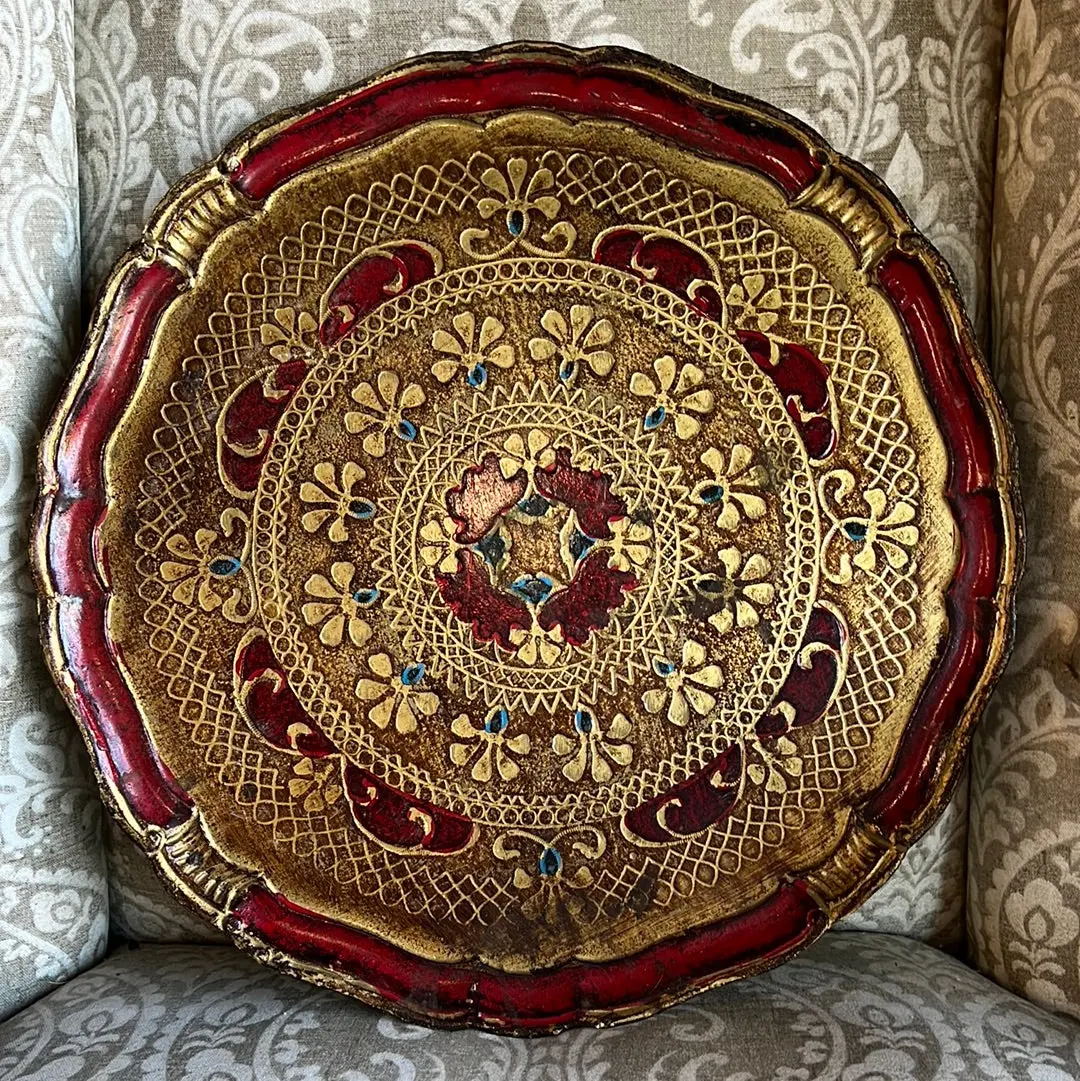 Large Round Florentine Tray 1