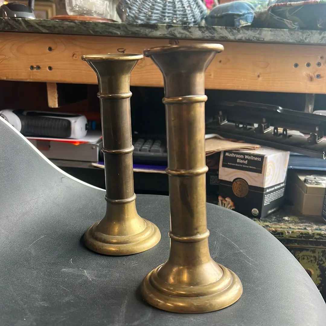 Pair Of Small Sugmented Brass Candlesticks 1