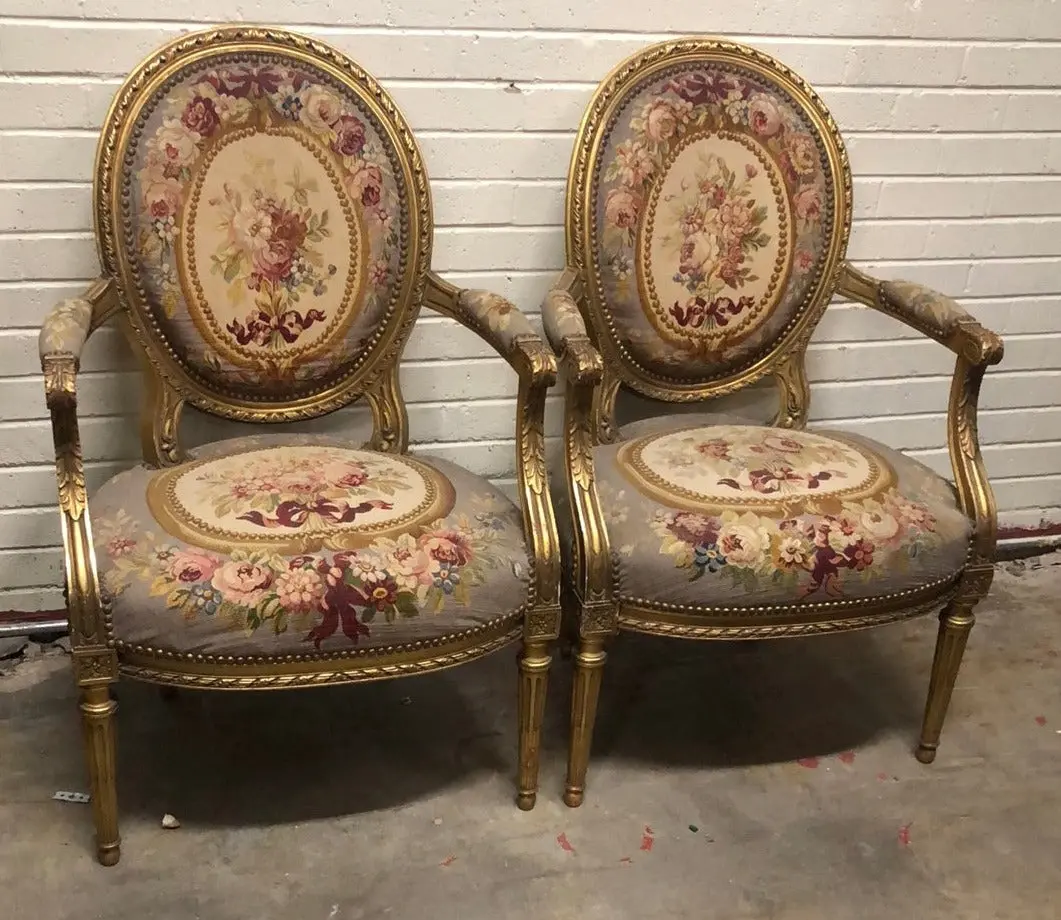 Pair Of Louis Xvi Gilt Fauteuils (Open Arm Chair) 1