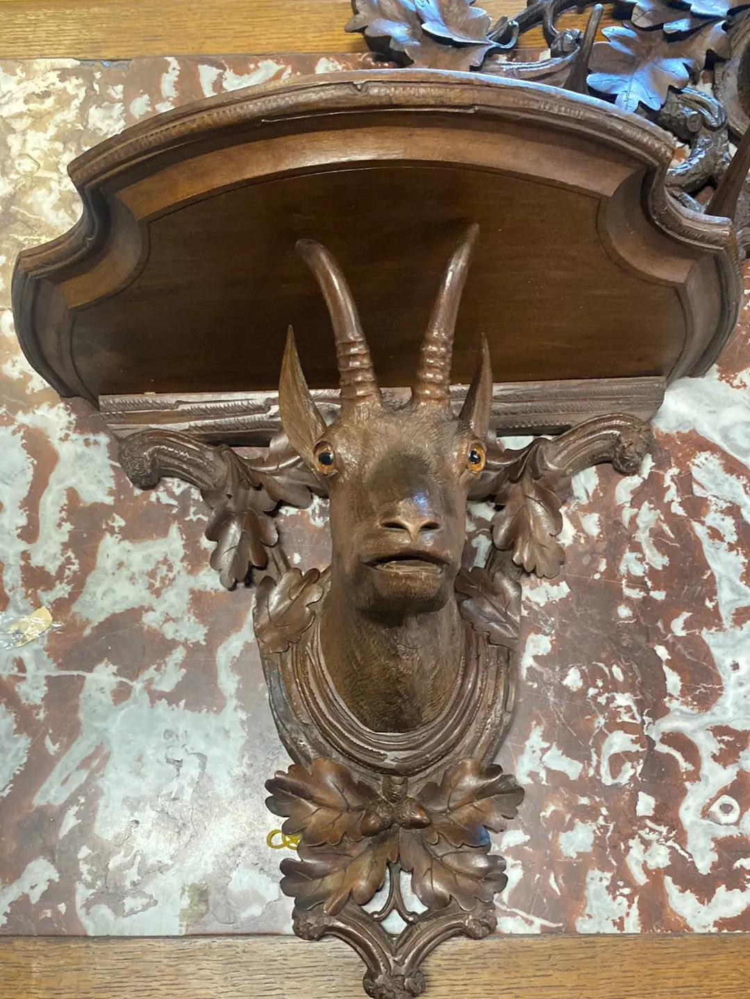 Large Carved Roebuck Shelf With Glass Eyes 1