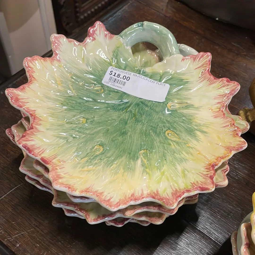 Portuguese  Majolica Leaf Plates Each 10 Times 1