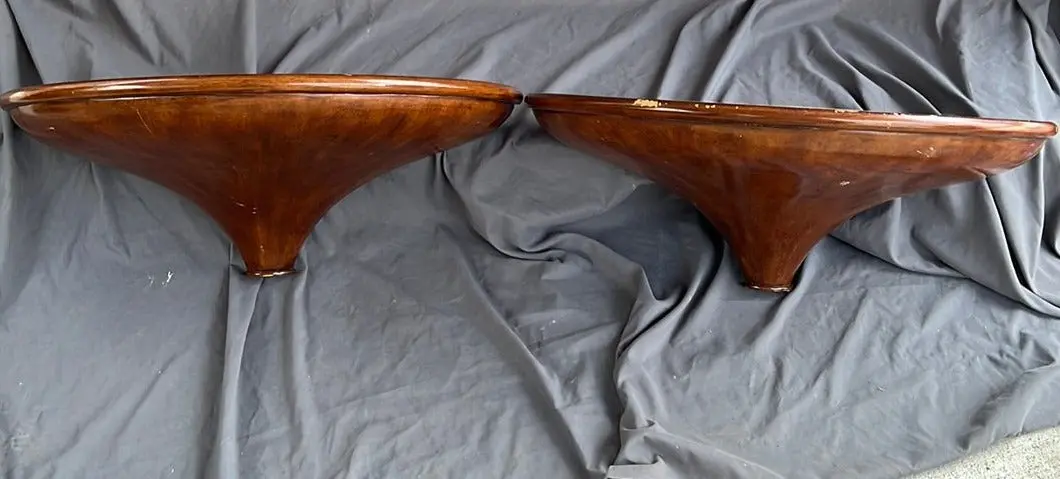 Pair Of Large Mahogany Demilune Brackets Shelves 1