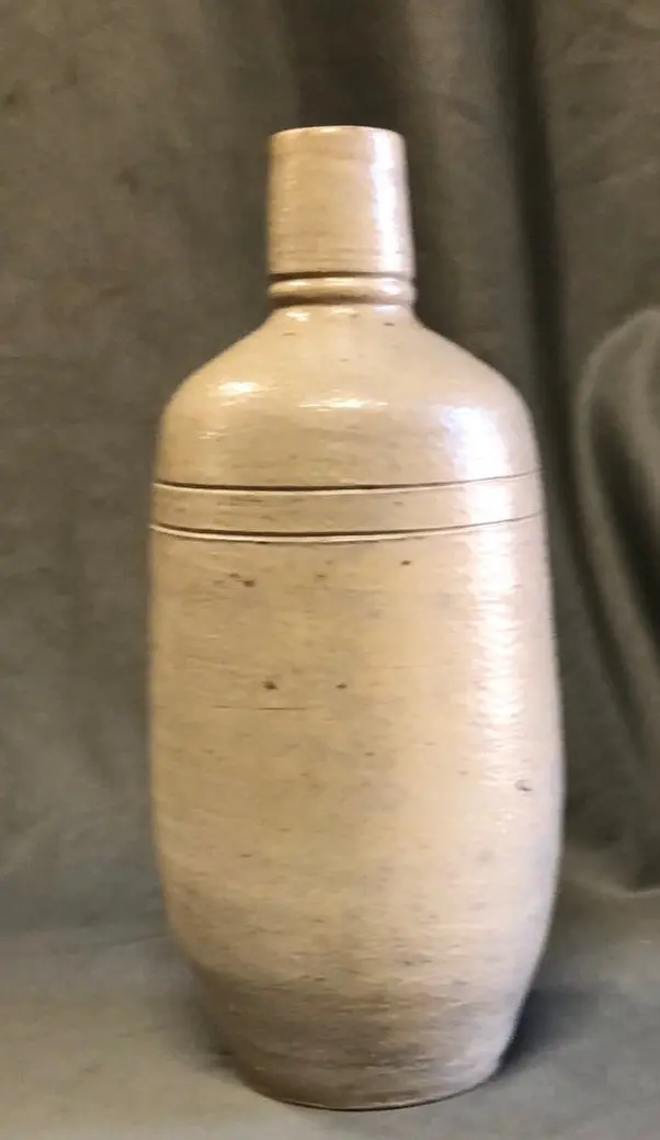 Small Hand Thrown Crock Gray Bottle 1