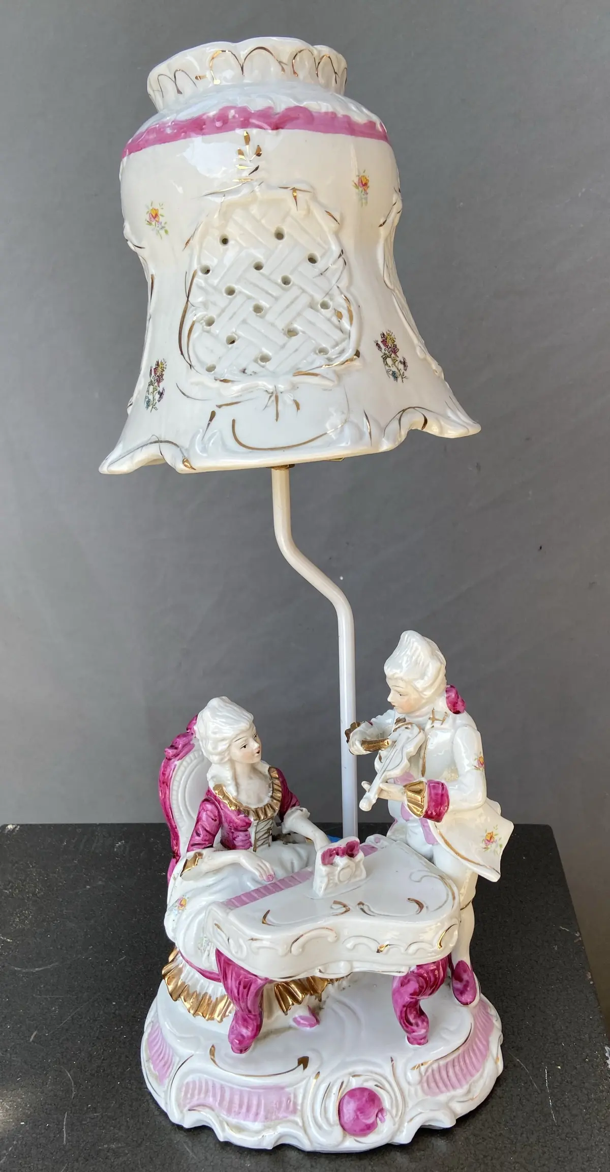 Italian Musicians Porcelain Lamp - As Found 1