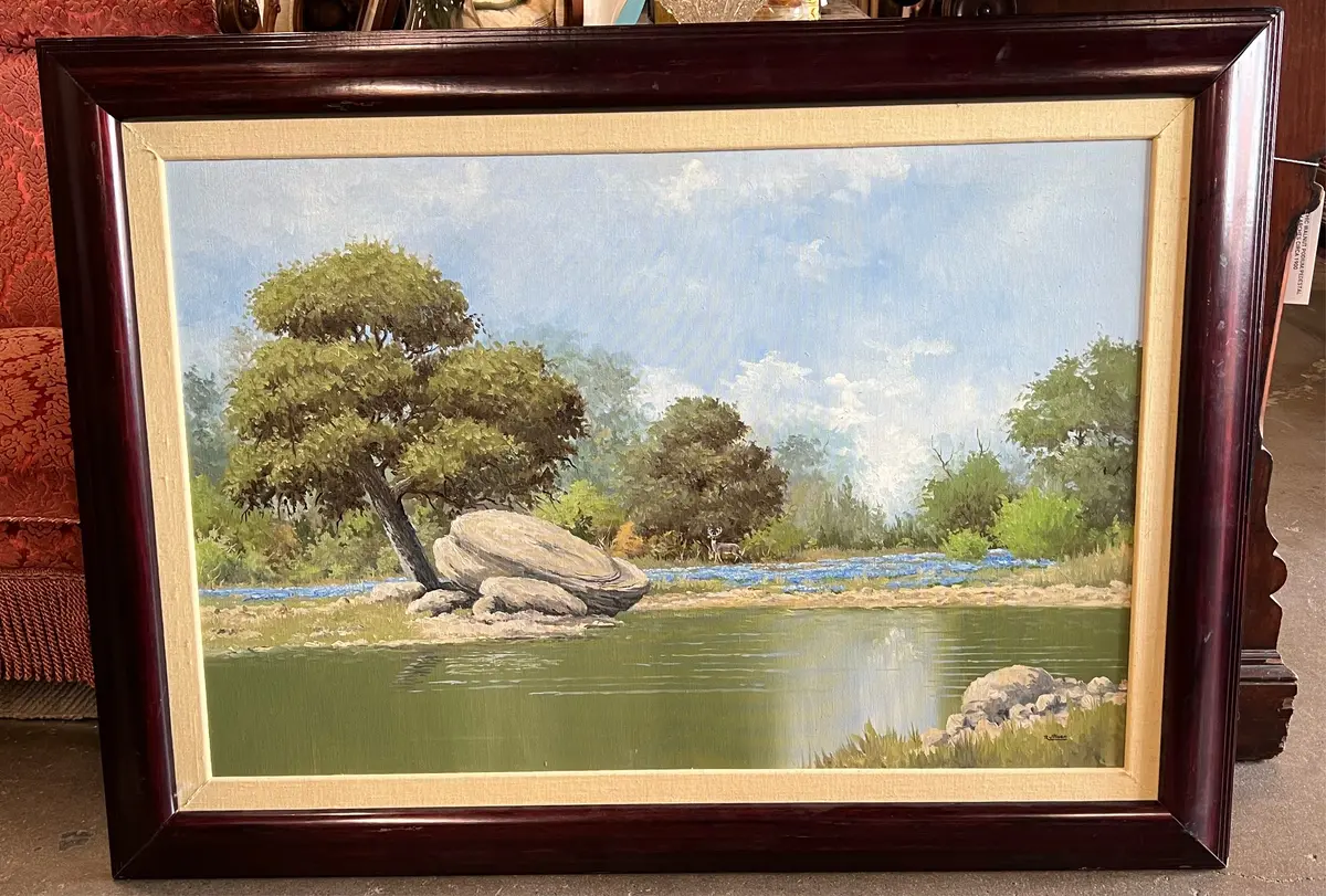 Jerry Ruthven Landscape With Deer Oil Painting 1