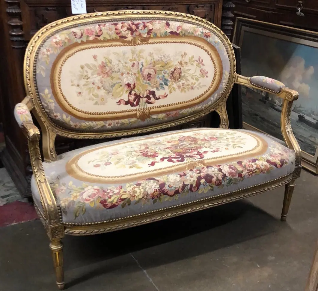 Louis Xvi Gilt Settee 1
