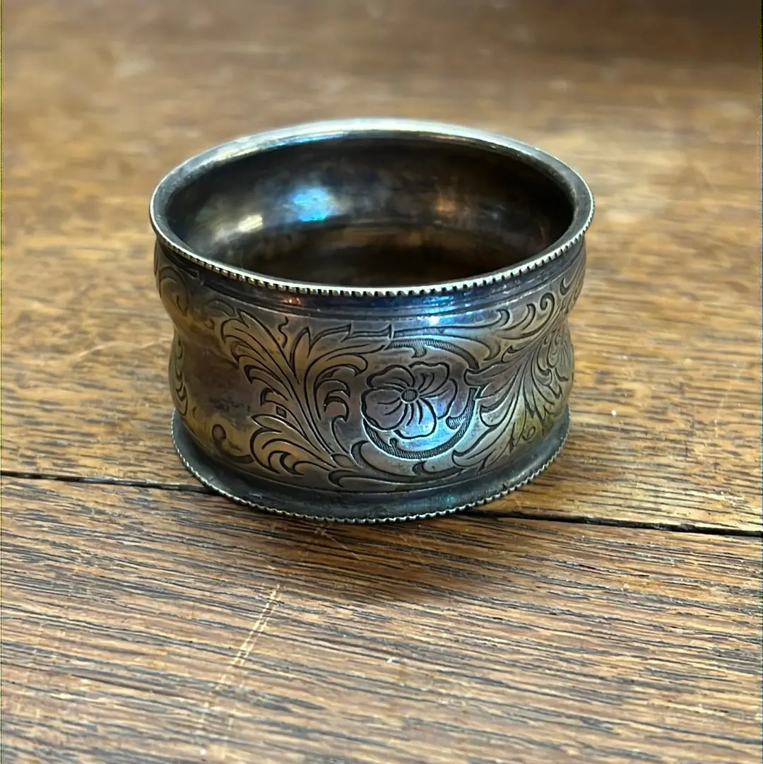 Brass And Silveplate Napkin Ring 1