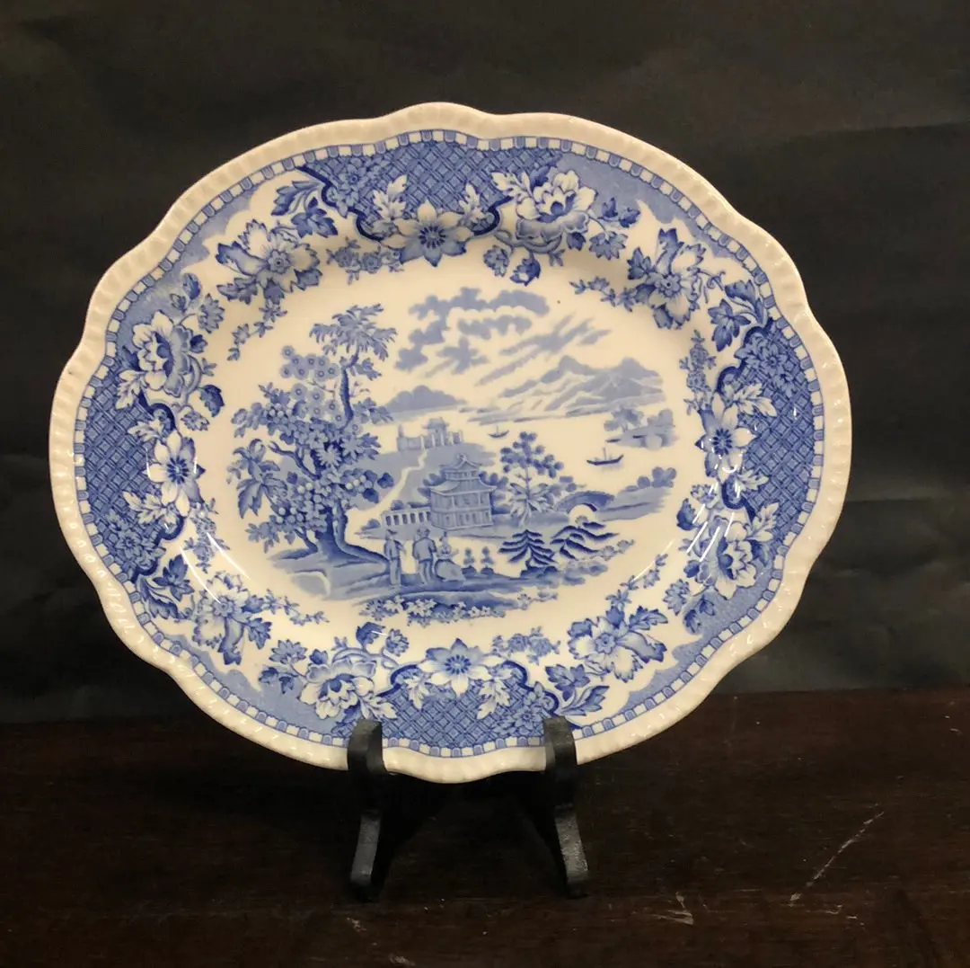 Small Oval English Transfer Platter - Asian Scene 1