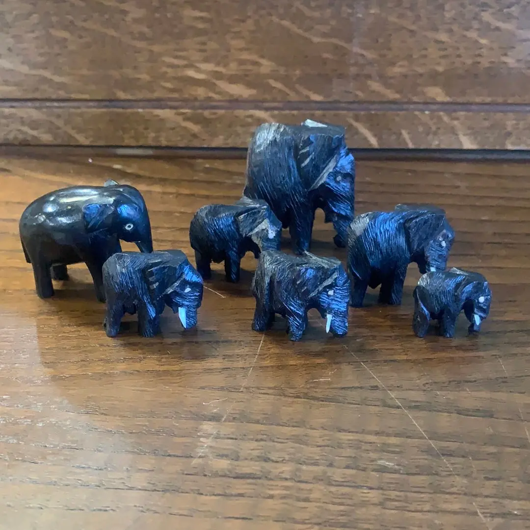 Set Of 7 Small Wood Elephants 1