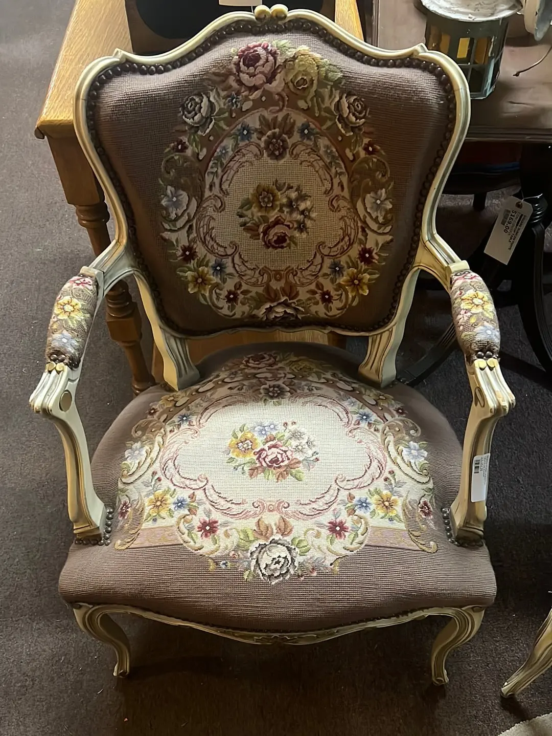 Needlepoint Painted Fauteuil Chair 1