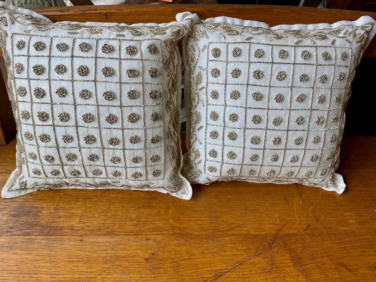 Pair Of Small White Decorative Pillows 1
