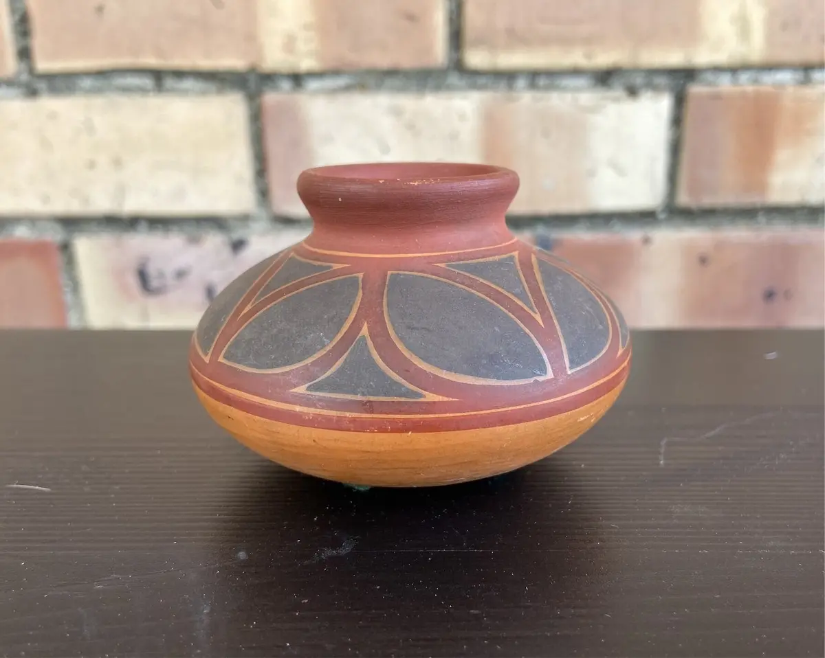 Miniature Clay Pot With Geometric Design 1
