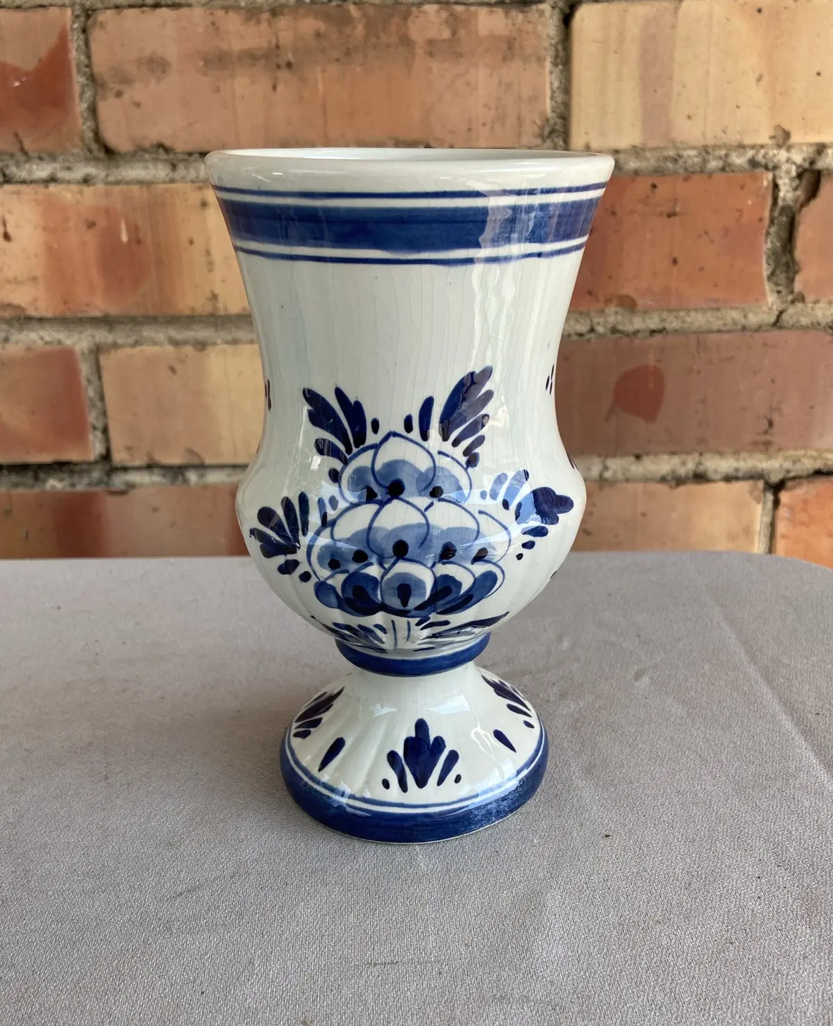 Medium Bulbous Dark Cobalt Floral Urn Vase 1