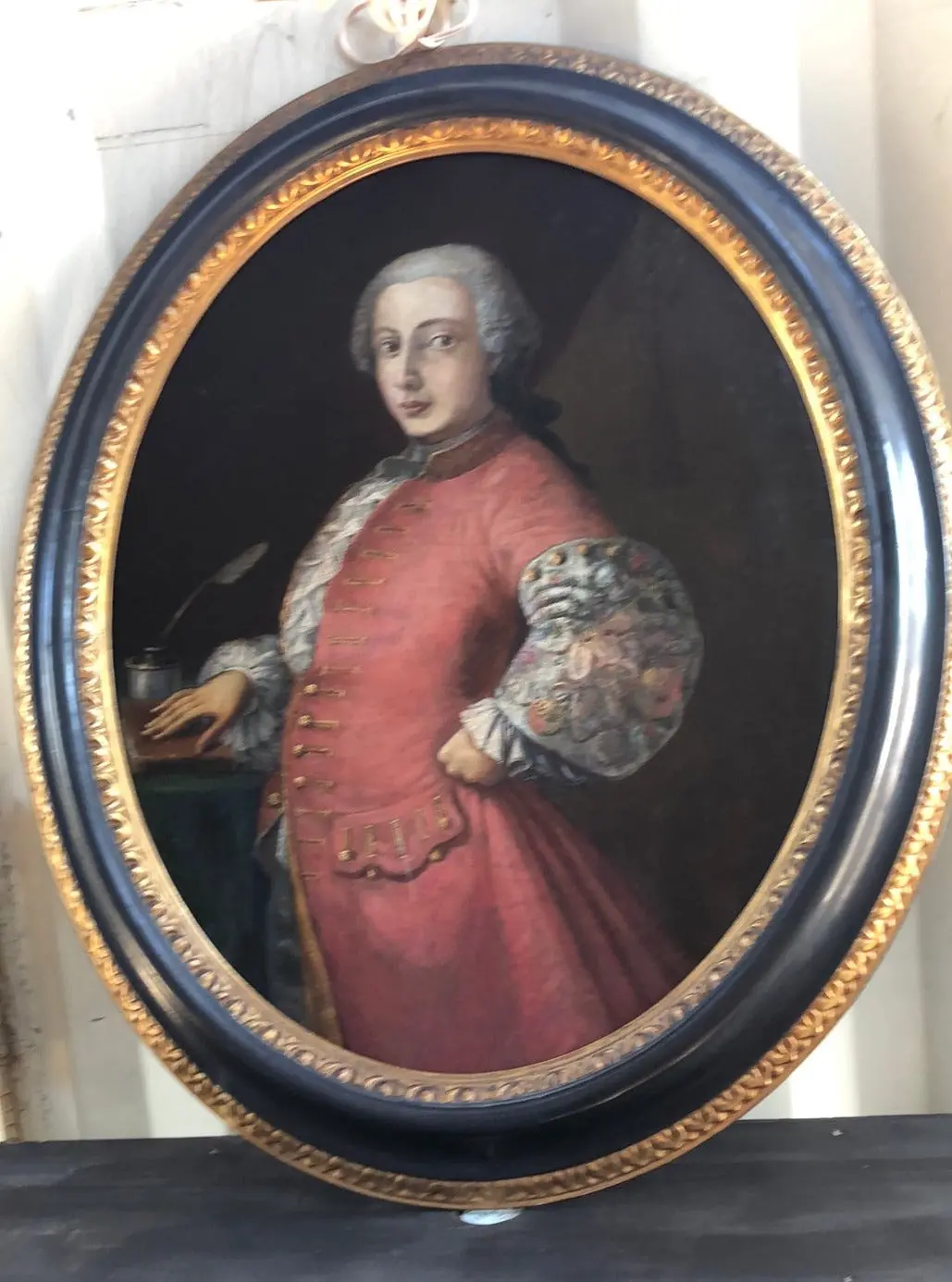 18Th Century Oval Framed Oil Painting Of An Englishman In Redcoat 1