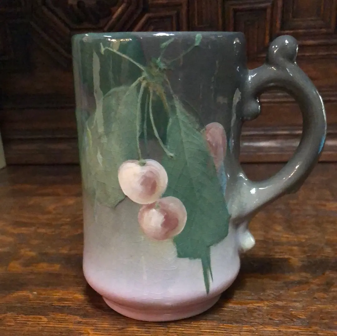 Royal Rozaneware Pottery Cherries Mug Signed By Artist 1