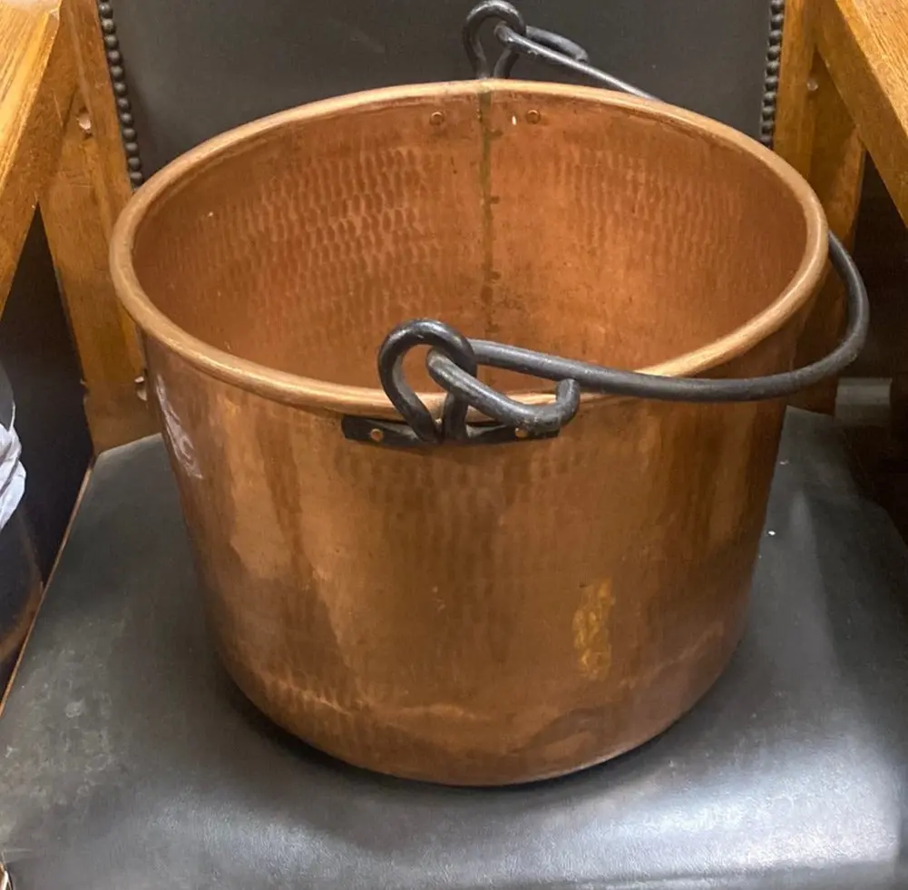 Lightly Hammered Bright Copper Jampot 1