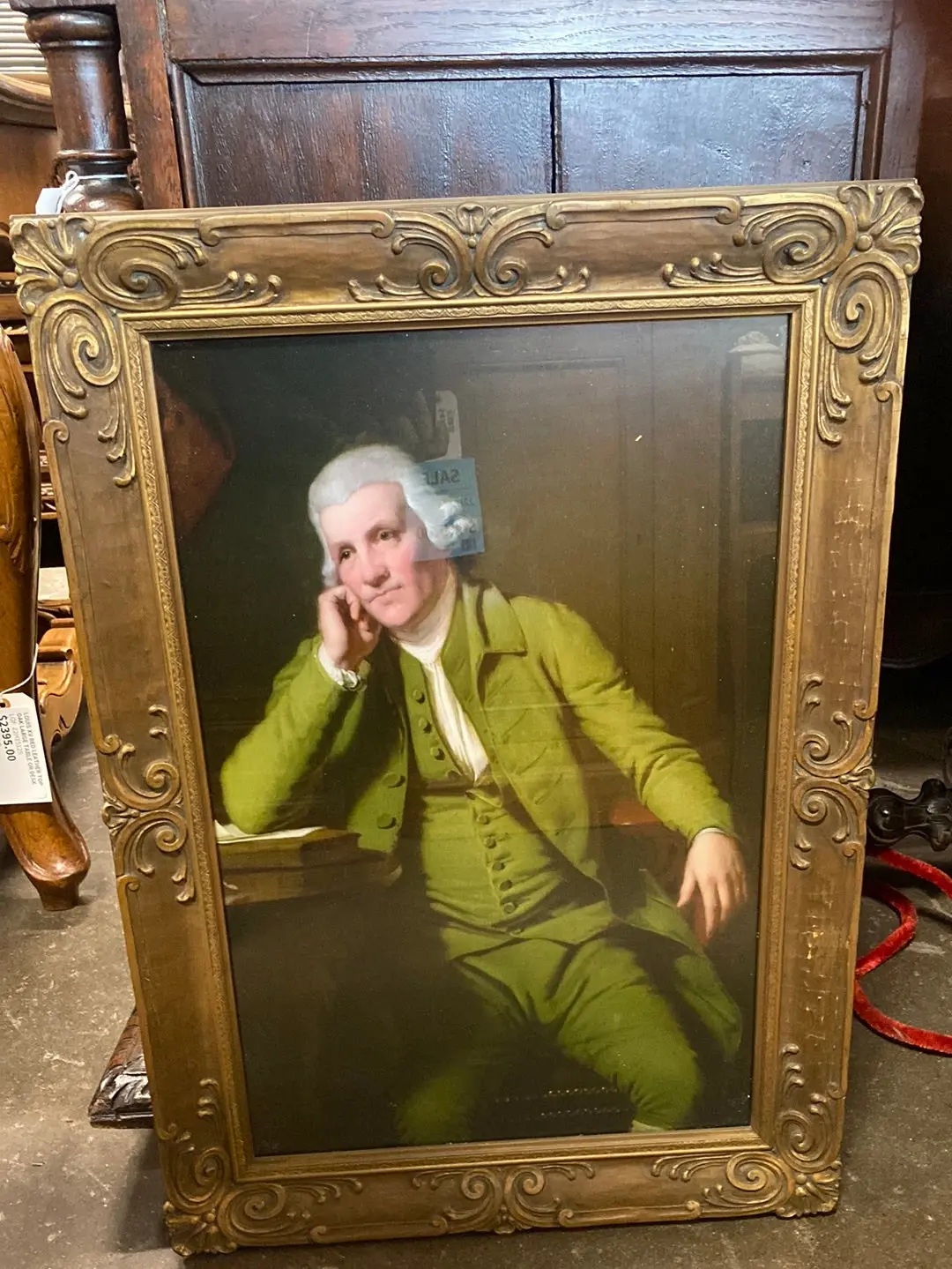 Ornate Bronze Gesso Frame With Green Garbed Man 1