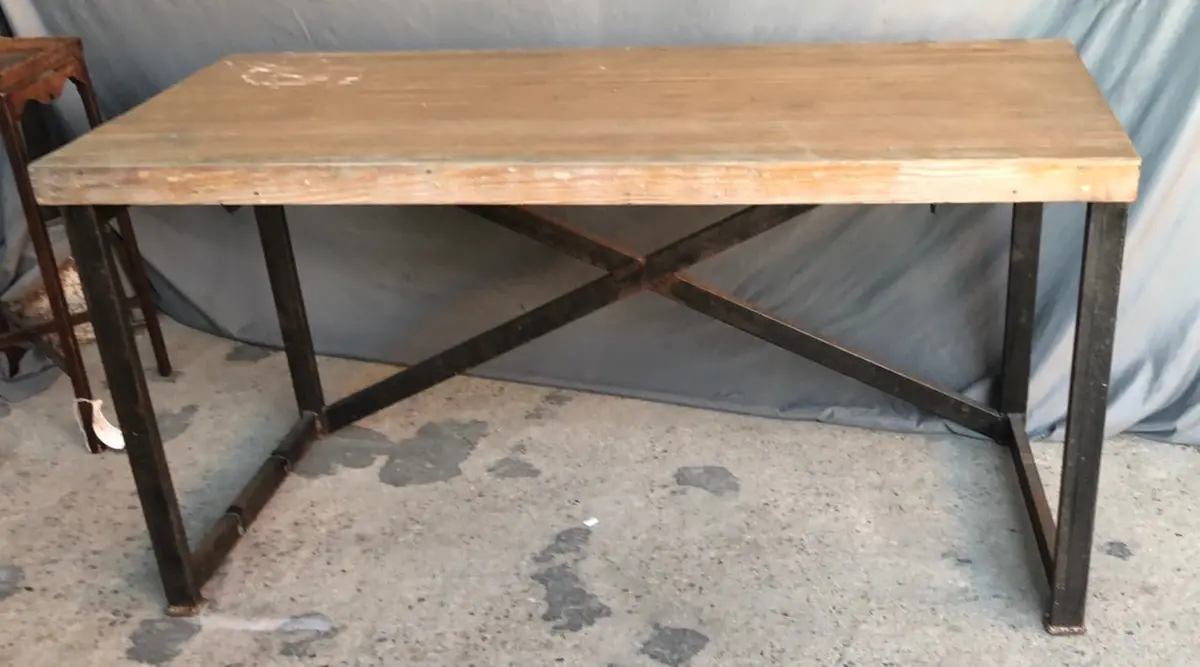 Iron Base Butcher Block Top Desk 1