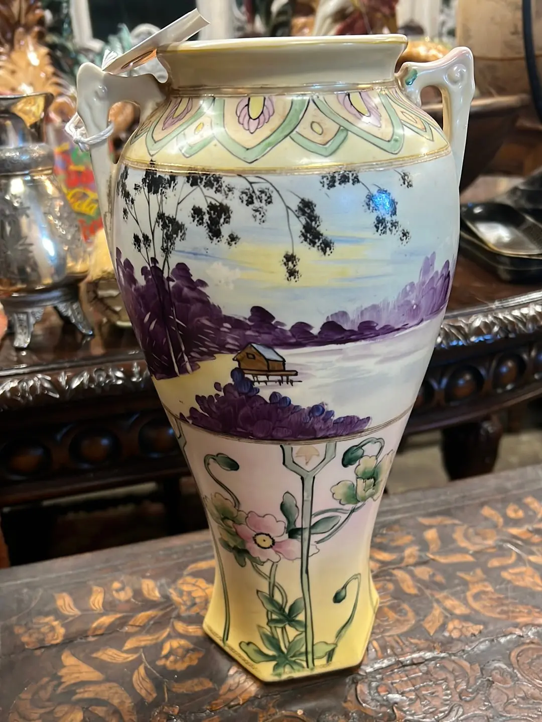 Large Hand Painted Nippon Vase 1
