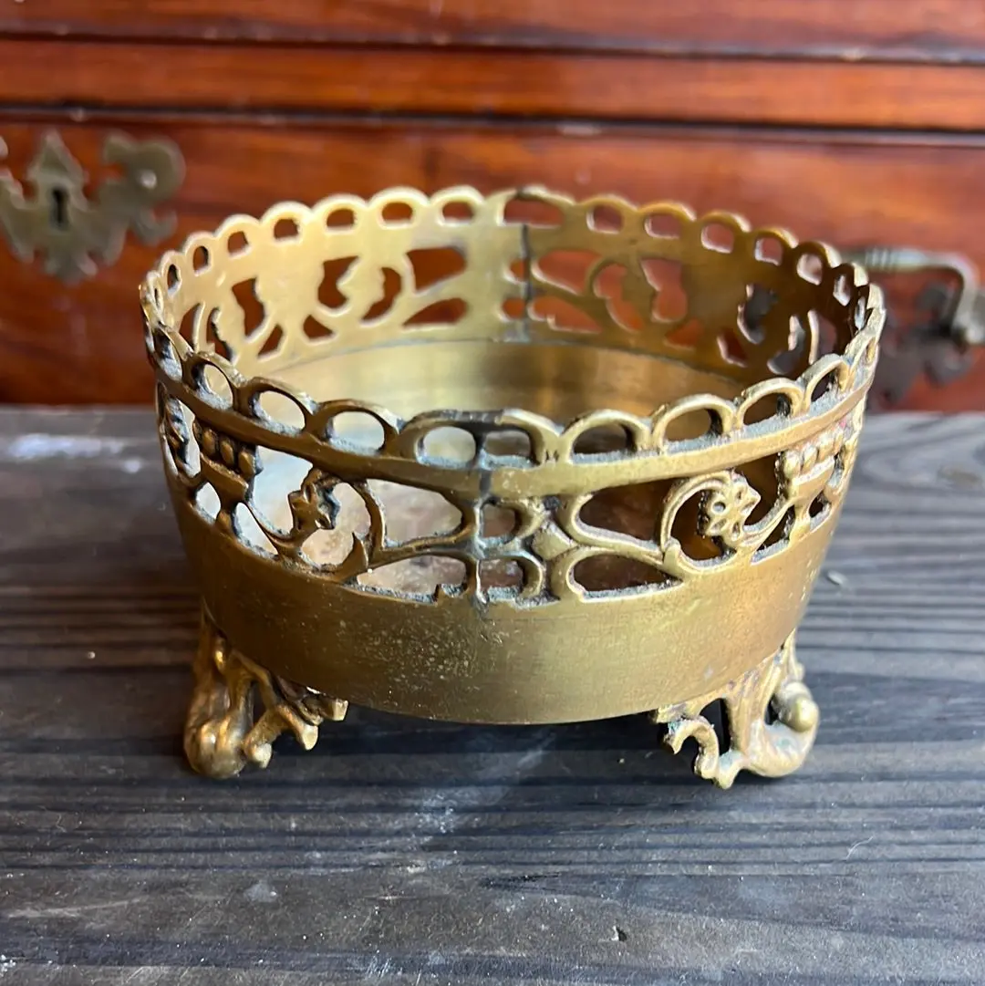 Brass Small Round Bowl With Pierced Edge 1