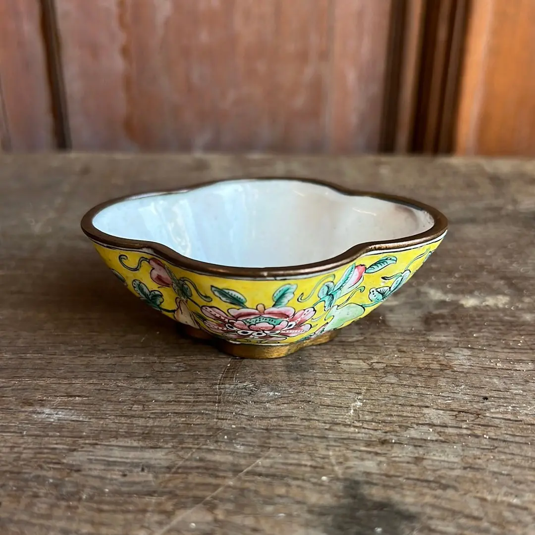 Yellow And White Enamel Mini Catch All Dish 1