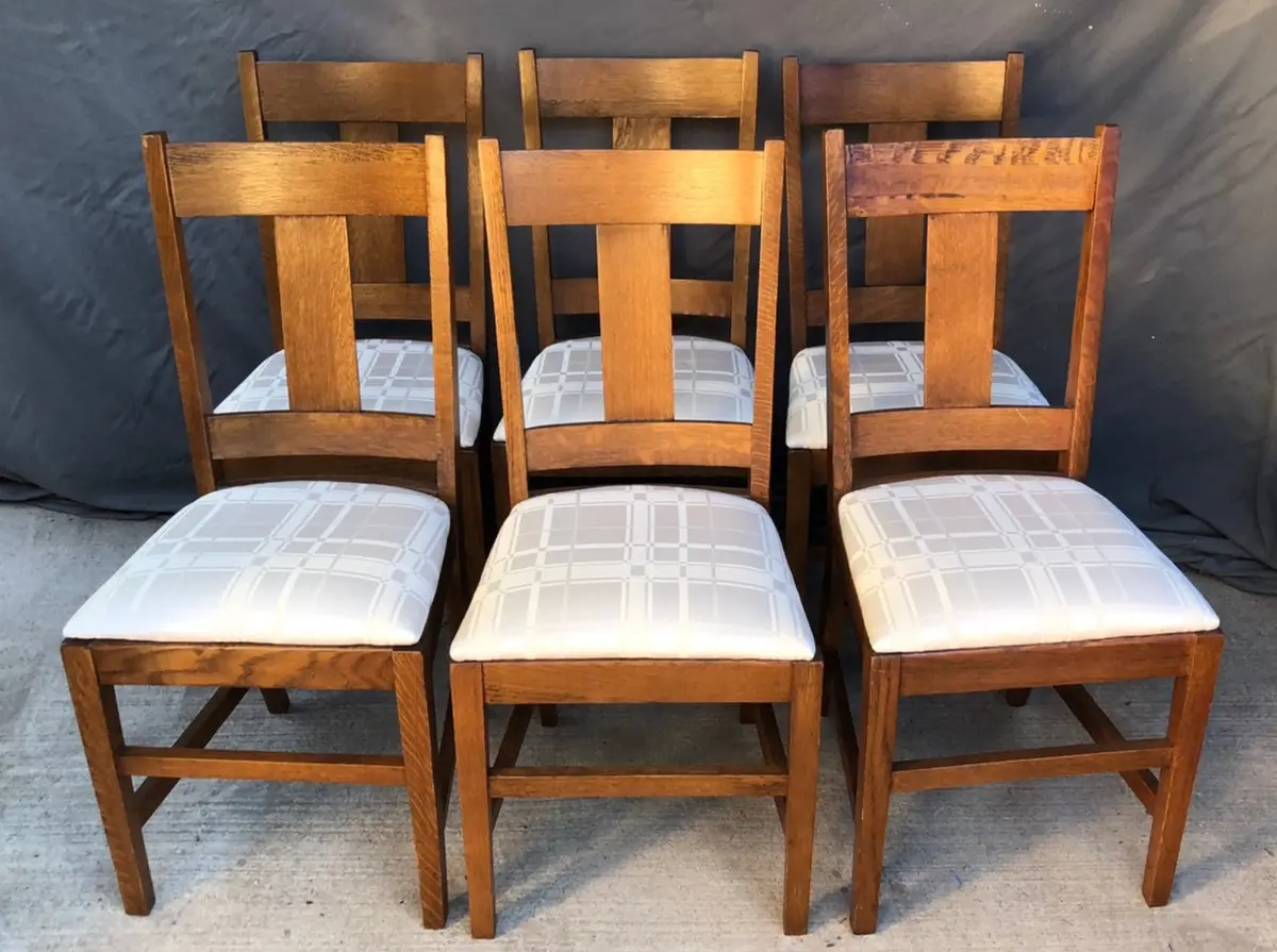 Set Of Six Mission Oak Style Chairs 1