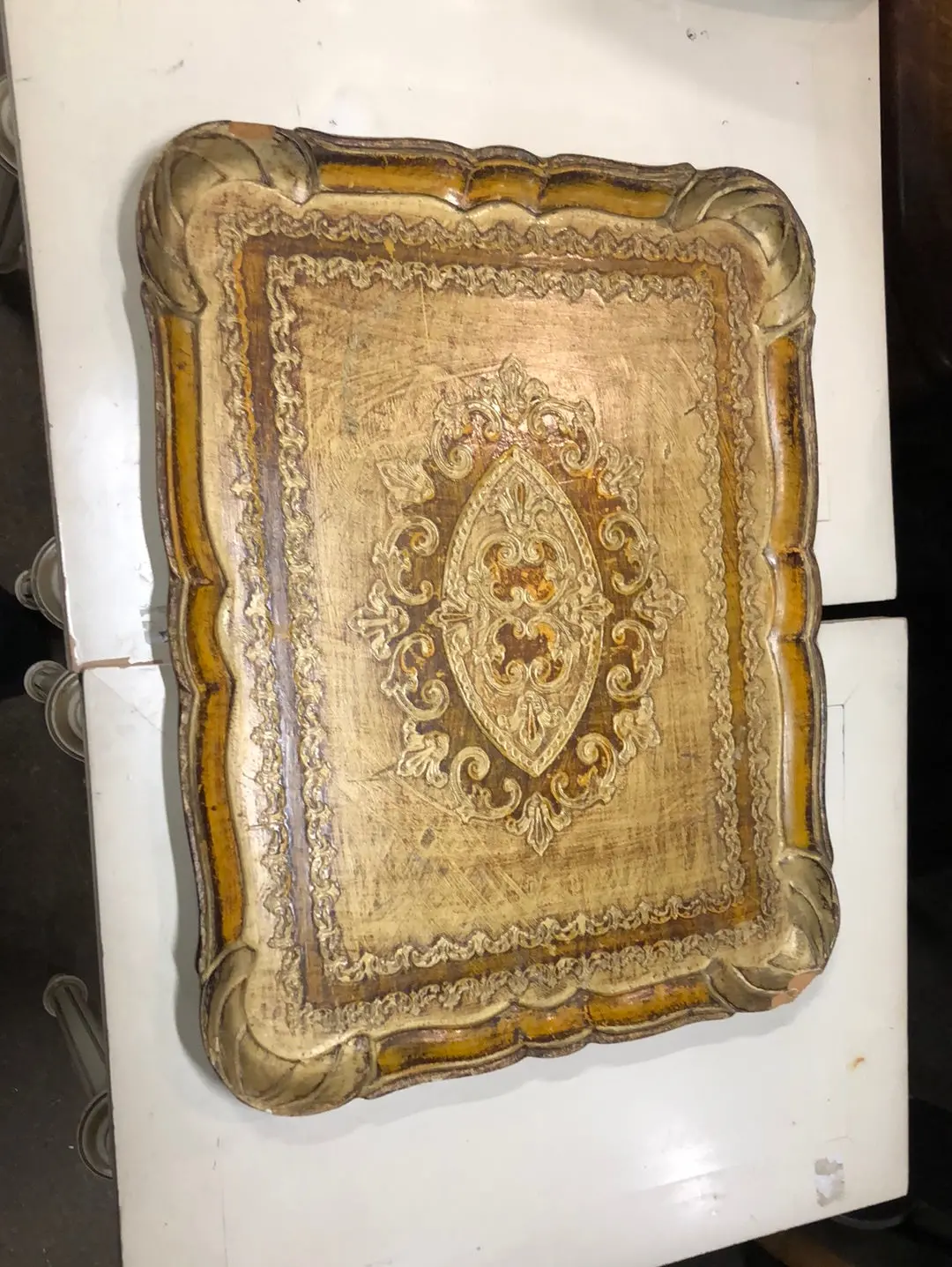 Large Gold Florentine Tray 1