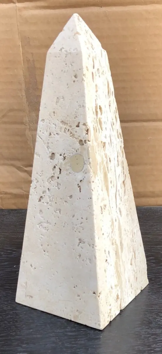 Small Creme De Fil Marble Obelisk 1