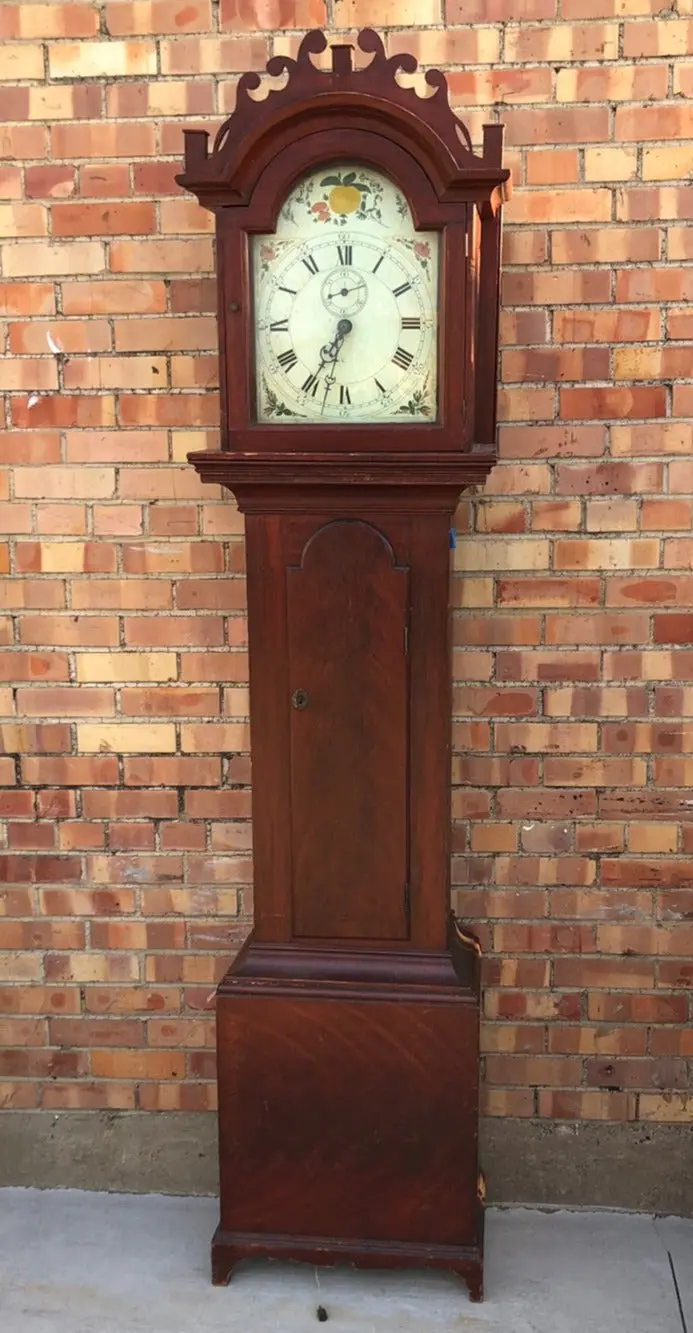 Early Grandfather Clock With Faux Grain 1