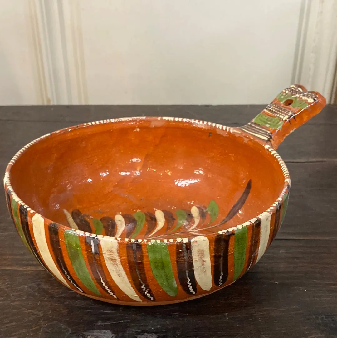 Mexican Terra Cotta Bowl With Handle 1