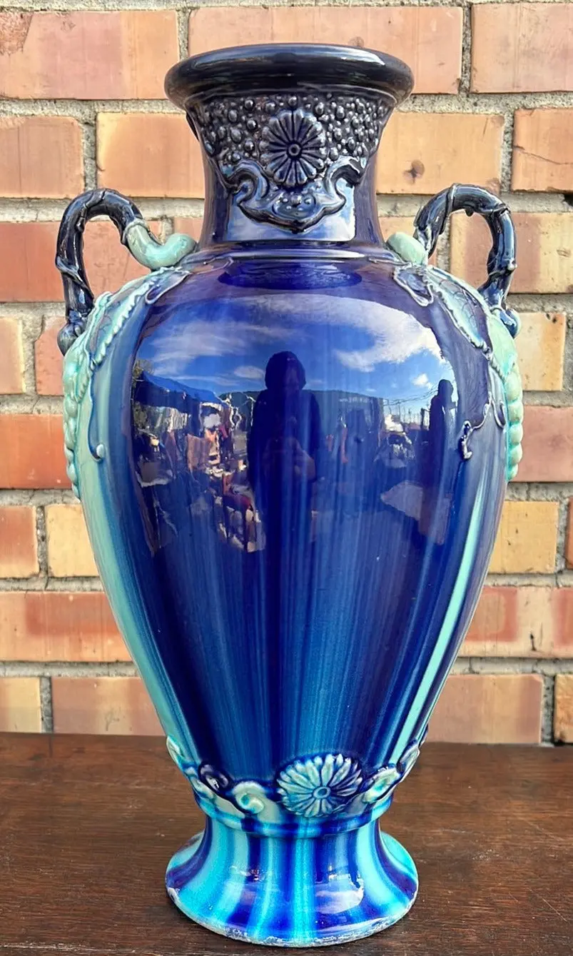 Purple And Blue Majolica Vase 1