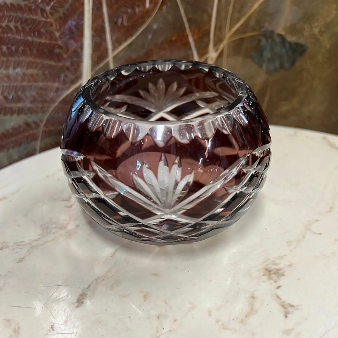 Amethyst Cut To Clear Crystal Votive Holder 1