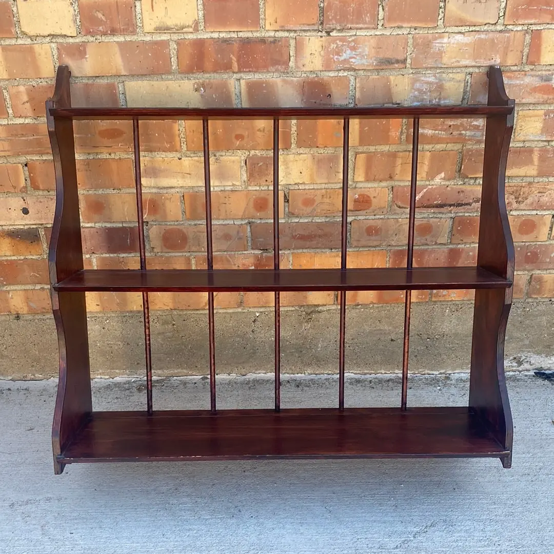 Curio Wood 3 Shelf Wall With Spindle Back 1