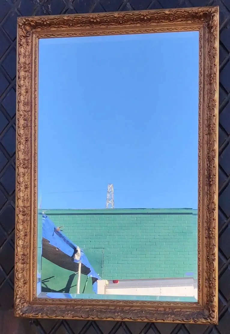 Golden Framed  Rectangular Belveled Mirror 1