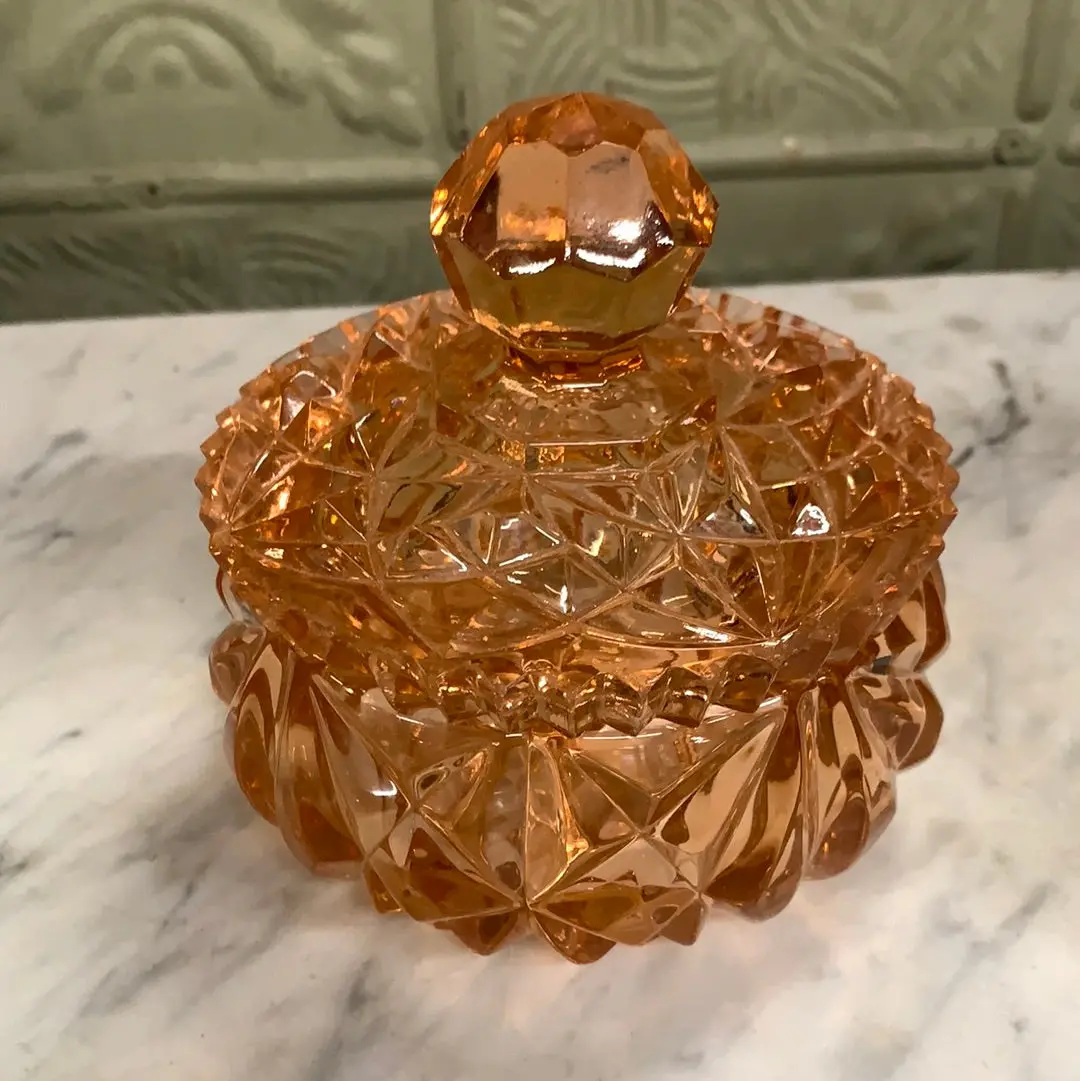 Chunky Pink Glass Lidded Dish - As Is 1