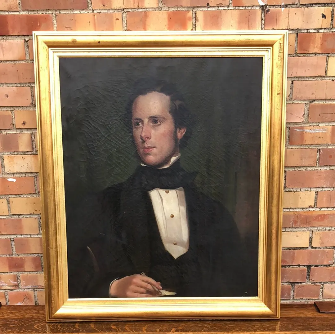 Framed Early Portrait Oil Painting Of Gentleman 1