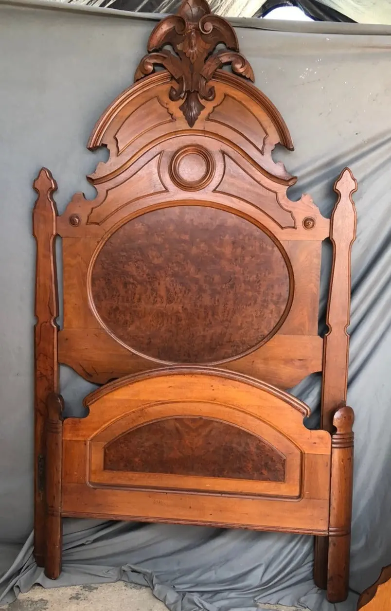 19Th Century Highback American Walnut Twin Size Bed 1