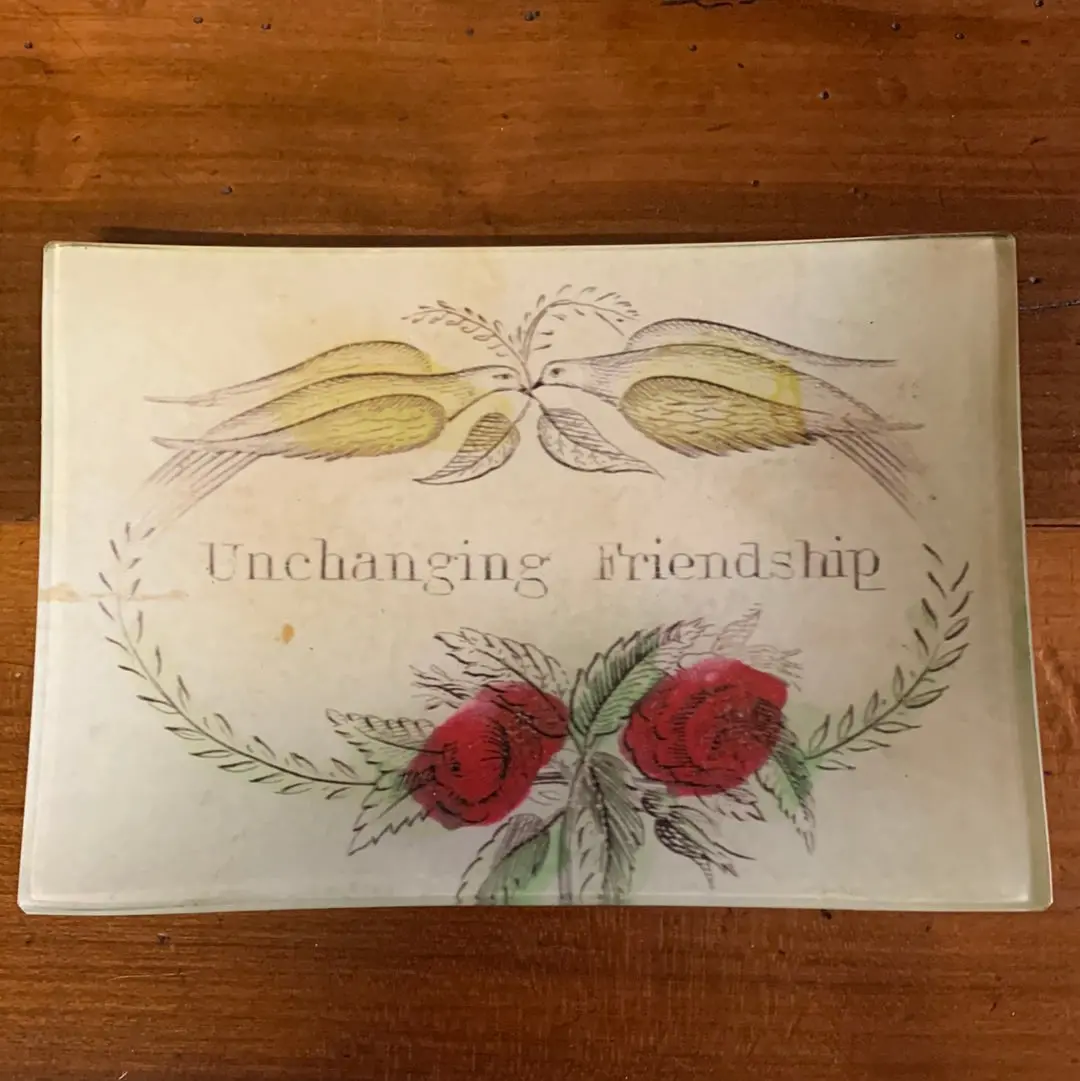 Square Glass Dish "Unchanging Friendship" 1