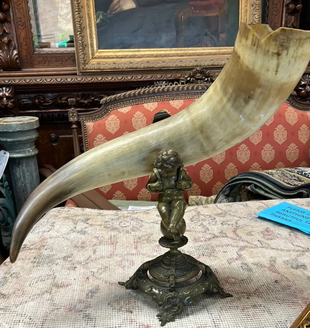Bronze Figural Putti Epergne With Horn 1